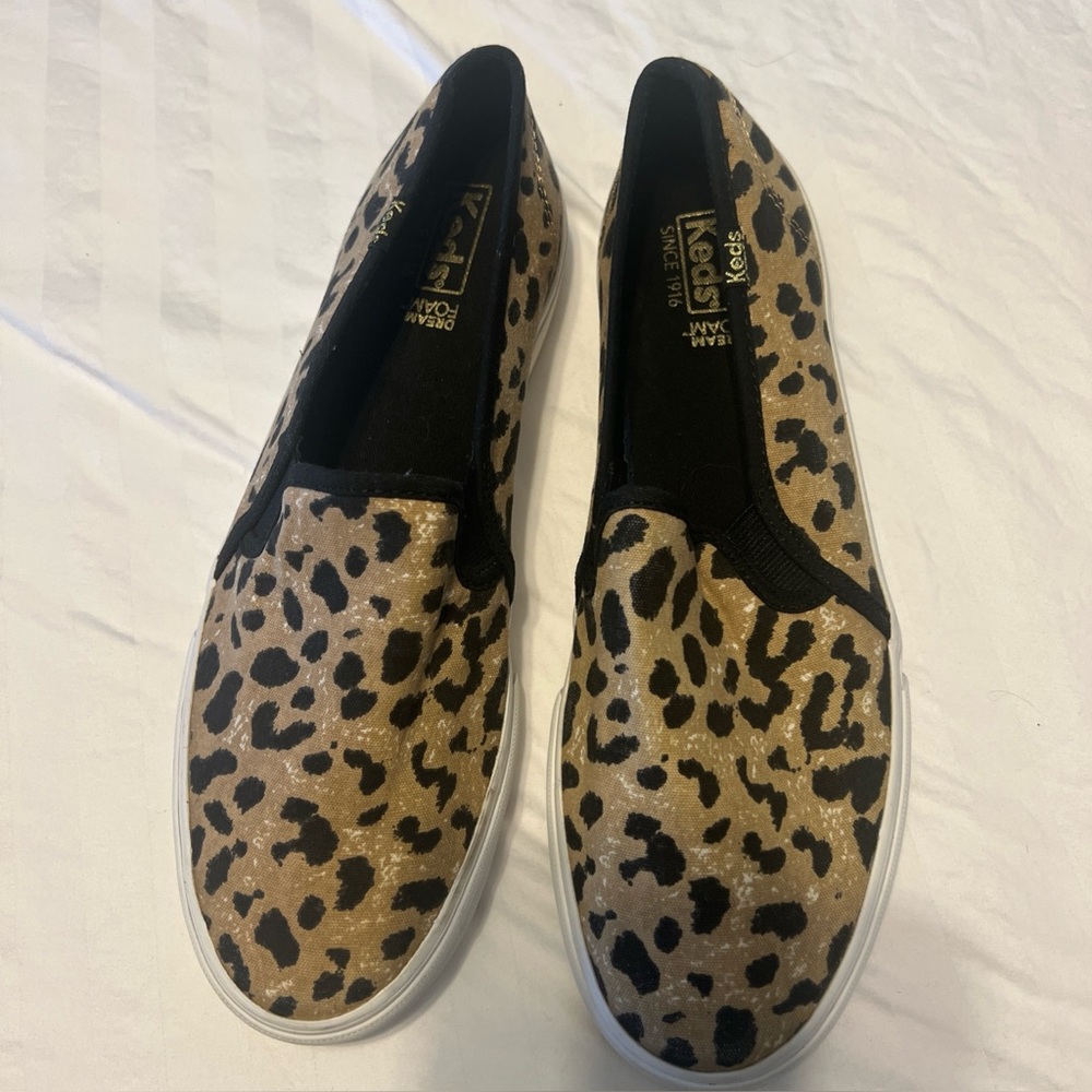 Keds Tan and Black Animal Print Sneakers
